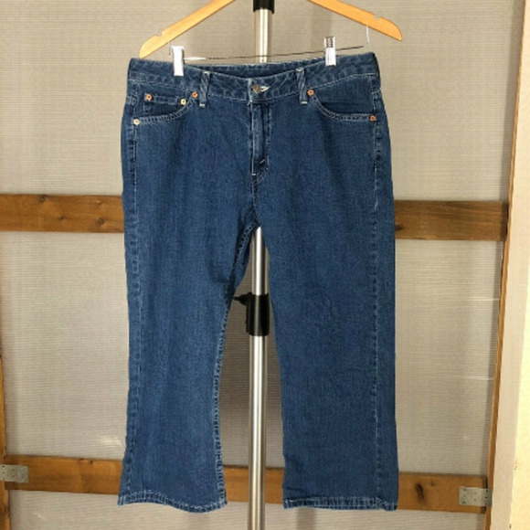 LEVI'S 573 White Tab Vintage‎ Y2K Capri Flare Leg Jeans Sz 13 - Picture 2 of 11